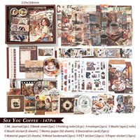 Kit de fournitures de scrapbooking esthétique vintage mignon - Boîte à couture cadeau, couverture en papier, journal rose, papier de scrapbooking A6 quadrillé