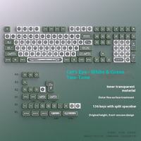 Lot de touches de clavier Cherry en gros, motif œil de chat, blanc et vert, double, pour clavier mécanique