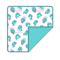Couverture double face pour nouveau-né, motif cœur de dauphin de dessin animé mignon, pour berceau, poussette et lit de bébé
