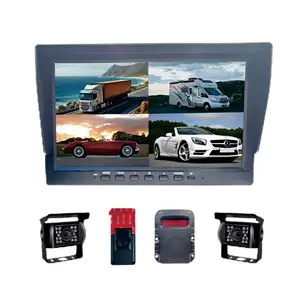 10 Inch Hd Quad View Systeem 4ch Van Auto Truck Voertuig Back-Up Side Motion Detecteren Alarm Parking Achteruit Camera Monitor