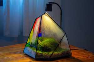 Terrario geométrico irregular hecho a mano con vidrieras de arcoíris de <span class=keywords><strong>Icepeak</strong></span> para uso doméstico o en el jardín musgo no incluido - Product Image 6