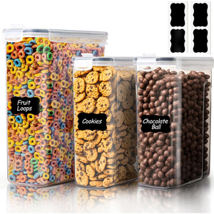 42 Pack Airtight BPA Free Dishwasher Safe Food Storage Containers Measuring Lids Plastic <b>Kitchen</b> Organization Cereal Flour Sugar - Product Image 1