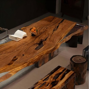 Mesa <span class=keywords><strong>de</strong></span> Comedor Personalizada <span class=keywords><strong>de</strong></span> Alta Gama, Fabricada con Madera Maciza <span class=keywords><strong>de</strong></span> <span class=keywords><strong>Olivo</strong></span> y Resina Epoxi Transparente Saturada, Estilo Cristal <span class=keywords><strong>de</strong></span> Hielo, Precio <span class=keywords><strong>de</strong></span> Fábrica - Product Image 5