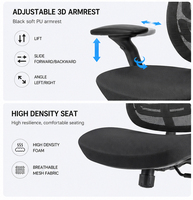 Chaise de bureau ergonomique entièrement en mesh avec roulettes, chaises de bureau commerciales avec appui-tête, chaise de bureau à 4 pieds
