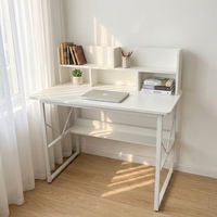 Bureau d'ordinateur ergonomique blanc moderne et simple avec étagères de rangement, table d'écriture pour bureau à domicile, bureau d'étudiant, bureau de travail à domicile