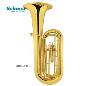 <span class=keywords><strong>Tuba</strong></span> en Si bémol avec trois clés verticales, finition laquée or/nickel, idéale pour les orchestres scolaires - Product Image 1