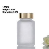 Bouteille en verre givré avec couvercle, flacon transparent scellé pour médicaments, pilules, poudres, compléments alimentaires, emballage de Cordyceps