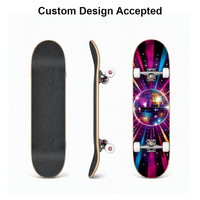 Planche de skateboard complète personnalisée OEM en bois d'érable 7 plis, 80 cm, double kick, avec graphique Disco Mirror Ball