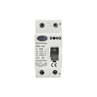 DOHO DHL3-63 1P+N RCCB Montaje en Riel DIN Capacidad de Interrupción 6kA Curva B/C Poliéster Protección IP20 230V/240V 50/60Hz Doméstico