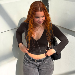 FS11417A Nouveauté <span class=keywords><strong>V</strong></span>êtements <span class=keywords><strong>Femme</strong></span> 2026 T-<span class=keywords><strong>shirt</strong></span> moulant à manches longues - Product Image 4