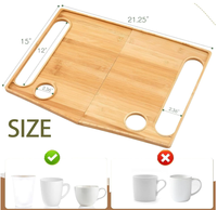 Plateau pliable multifonctionnel en bambou pour déambulateur avec porte-gobelet, plateau de table en bois pour déambulateurs pliants