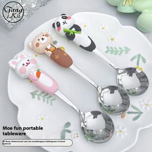 Nuovo <span class=keywords><strong>Set</strong></span> di stoviglie 304 in acciaio inossidabile per bambini, bacchette e cucchiaio portatili per studenti della scuola primaria per feste - Product Image 2