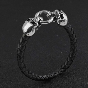 Bracelet tressé en cuir vintage fait main pour homme, bijoux fantaisie en acier inoxydable, cadeau idéal - Product Image 5