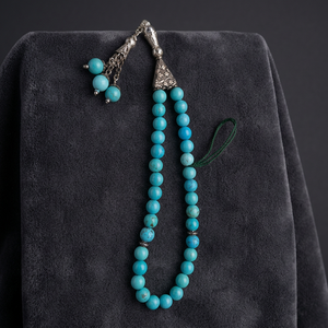 Tasbih en turquoise Firoza Cham de 10 mm, 33 perles, pour la pleine conscience spirituelle, la paix et la tranquillité - Product Image 2