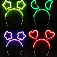 Nouveau serre-tête lumineux LED néon, bandeau cheveux étoile cœur lune scintillant, accessoires pour cheveux pour concert, carnaval, soirée
