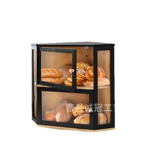 Boîte à pain en bambou à double couche avec porte transparente, rangement anti-poussière pour comptoir de cuisine, pain, gâteaux, aliments - Product Image 5