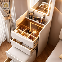 HarmTai Coiffeuse Moderne Intelligente avec Miroir LED pour Chambre, Rangement Maquillage, Multi-tiroirs, Gain de Place, Panneau Pré-assemblé