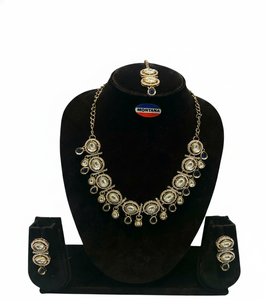 Traditional Indian Antique <b>Kundan</b> Gold Fashion <b>Jewelry</b> Set with Earrings Necklace Bridal Festivals Party Wear <b>Jewelry</b> Gift Set - Product Image 5