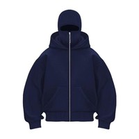 Vente en gros de sweat-shirts pour hommes à capuche double, style rétro Y2K, 100% coton, coupe ample, décontractée, avec fermeture éclair, pour l'automne