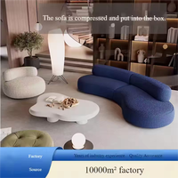 Ensemble de canapés sectionnels modernes minimalistes de style nordique avec matériau en sherpa et design irrégulier