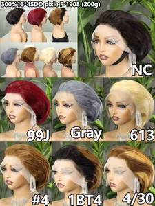 Letsfly 26$ Promotion Short <b>Pixie</b> <b>Wigs</b> 200g Full 13x4 Lace Frontal Highlight Brown Color 100% Human Hair <b>Wigs</b> 10inch Wholesale - Product Image 2