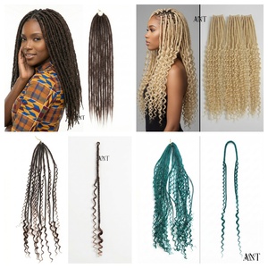 Extensions de cheveux synthétiques tressées au crochet Ombré de qualité supérieure, gris à blond, double extrémité, pour femmes - Product Image 6