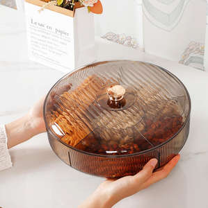 Plato de Frutas de Plástico de Lujo con Bandeja para Aperitivos, Material PET, Caja para Dulces, Estante de Almacenamiento a Prueba de Polvo para Nueces y Frutas, para Sala de Estar - Product Image 1