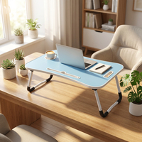 Soporte de Madera Plegable y Extensible para Portátil, Ajustable, Convertible, para Oficina en Casa, con Almacenamiento, para Uso en Dormitorio o Sofá