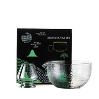 Estick Bol à matcha en verre Bol à fouet à thé fait à la main Tasse Chawan Matcha Tenmoku Bol à matcha Plateau Tasse à thé pour le thé