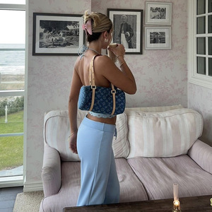 2024 primavera nuevo encaje hasta Halter Sexy Sling Color sólido pantalones casuales conjunto de dos piezas para mujeres - Product Image 3