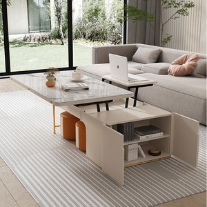 <span class=keywords><strong>Tavolino</strong></span> da Caffè Multifunzionale di Alta Qualità con Piano in Pietra Sinterizzata Sollevabile ed Estensibile per Piccoli Soggiorni <span class=keywords><strong>e</strong></span> Arredamento Alberghiero - Product Image 3