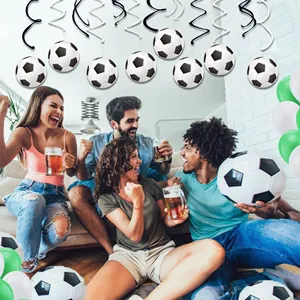 XL178 Soccer Ball Party Decorations PVC Foil Hanging Swirls Streamers Home Ceiling For Kids Birthday Sports Party Supplies