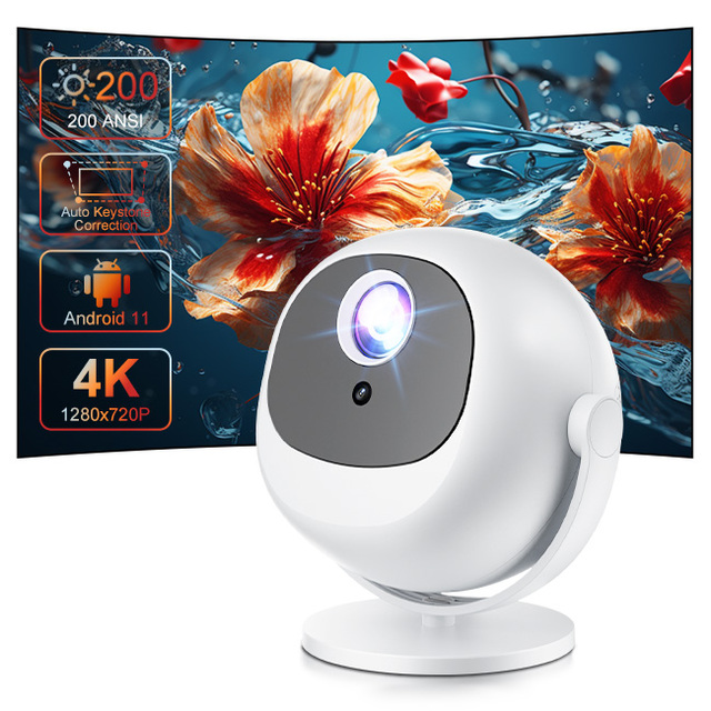 P360 PTZ Portable Adjustable Mini Projector WiFi BT 5.0 720P 150 ANSI Lumen Android 11 Automatic Keystone 4K Support Built-in