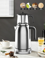 Bouilloire Électrique Portable Sans Fil en Acier Inoxydable et Verre Borosilicate, Ébullition Rapide, Protection Anti-Ébullition à Sec, Contrôle de Température, Usage Domestique