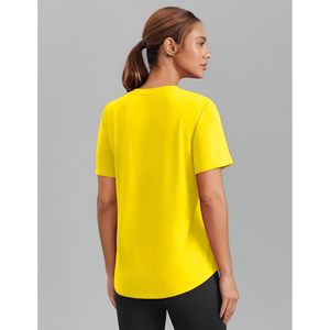 Womens Hiking Shirt Short Sleeve V Neck UPF 50 Sun Protection Moisture Wicking Quick Dry Outdoor Athletic <b>Top</b> Yellow - Product Image 2