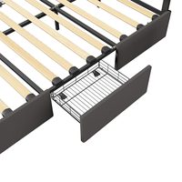 Lit LED et stockage 2 en 1-Conception de levage hydraulique, éclairage de tête de lit RVB, parfait pour les petites maisons élégantes