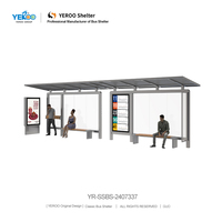 Abri de bus public intelligent moderne en métal avec éclairage LED, mobilier urbain extérieur résistant aux intempéries pour les arrêts de bus urbains