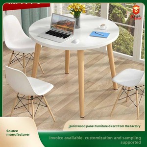 Juego de Mesa y Sillas de Comedor con Patas Redondas de MDF, Diseño Compacto para Hogar, Balcón, Recepción y Reuniones - Product Image 3