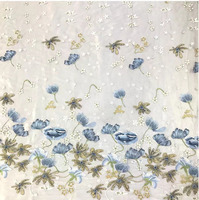 Chine prix de gros 3d fleur brodé dentelle tissu broderie coloré tissu pour robe de soirée de mariage