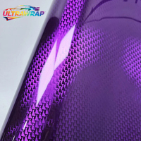 Film de protection de voiture en fibre de carbone plaqué motif avion violet brillant, autocollant vinyle pour tuning automobile, décalcomanie adhésive