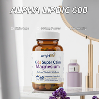 Wrightlife Magnésium pour Adultes et Enfants, Calme Naturel et Bien-être, 60 Capsules Rondes