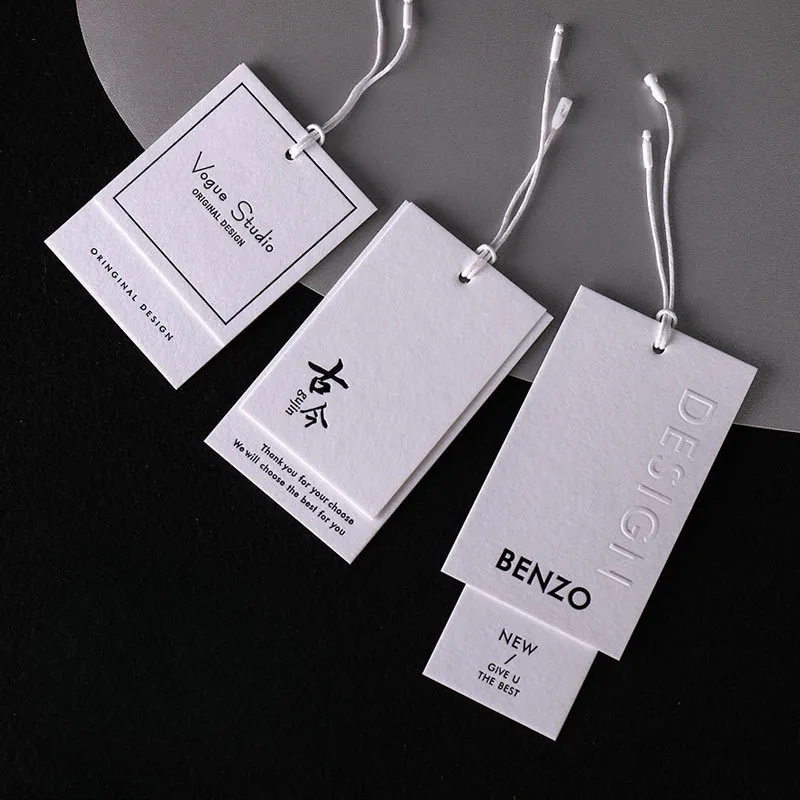 Großhandel Hangtags Custom ized Special Paper Logo Tag Design Geprägte Hang Tags für Kleidung etiquetas colg antes para ropa