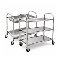 Carrito de Servicio de Acero Inoxidable de Tres Niveles con Ruedas Giratorias, Carrito de Reparto de Alimentos para Cantina Comercial y Restaurante, Personalizable