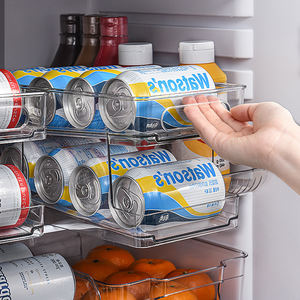 Clear Stackable Drink Beverage Rolling Soda Can Dispenser Holder container Refrigerator Drawer Storage Bins Fridge Organizer Set