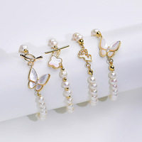 Bracelet en perles d'eau douce naturelles pour femme, avec papillon Fritillaria, trèfle à quatre feuilles et fermoir OT, design de niche, bijoux haut de gamme