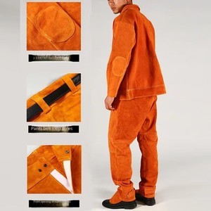 Vêtements de travail de soudage électrique résistants à la chaleur pour hommes en cuir de vache véritable - Product Image 4