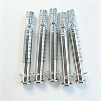 Luftfreisetzende Silberfarbene Metall-Pistoleinspritze 2,25ml 2ml Luer Lock Glasspritze für Destillatöl 1ml Spritzen