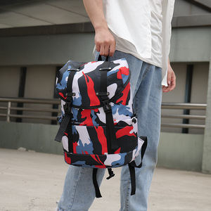 Casual Sports <b>Backpack</b> Camouflage Blue Waterproof Laptop Compartment Men's Outdoor Travel <b>Backpack</b> - Product Image 2