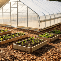 Serre de jardin moderne 25x100 pieds, tente de culture préfabriquée avec structure en acier galvanisé, alternative imperméable pour la culture à domicile en arrière-cour, facilement assemblable