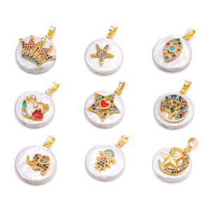 Dijes de Perlas de Concha con Patrón de Campana Navideña y Cristales Multicolores Micro Pavé <span class=keywords><strong>para</strong></span> la Creación de Joyería de Moda - Product Image 4